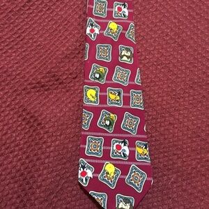 Vintage Warner Bros. Men's Tie Looney Toons Tweety Sylvester Marvin  Taz